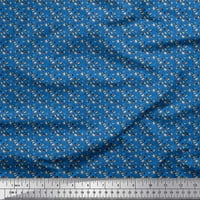 Soimoi Blue Rayon Fabric Cross & Geometric Print Sewing Fabric